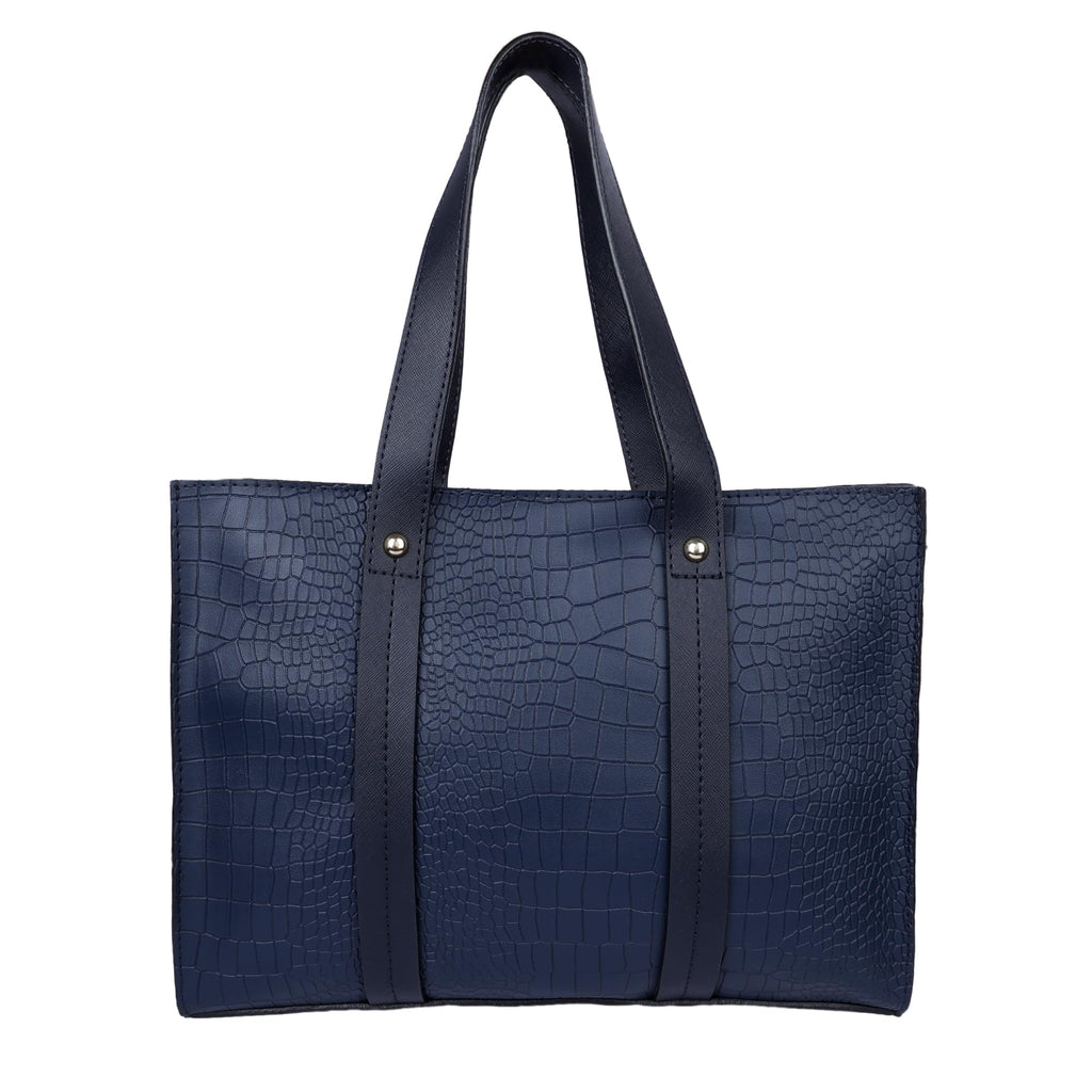 NUBUFF FASHION Womens croco Textured Shoulder Tote Bag (BLUE)