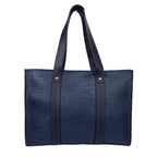 NUBUFF FASHION Womens croco Textured Shoulder Tote Bag (BLUE)
