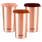 MILTON Copper Drinking Water Tumbler with Lid, Set of 3, 480 ml Each, Copper | 100% Leak Proof | Office | Gym | Yoga | Home | Kitchen | Hiking | Treking | Travel Tumbler