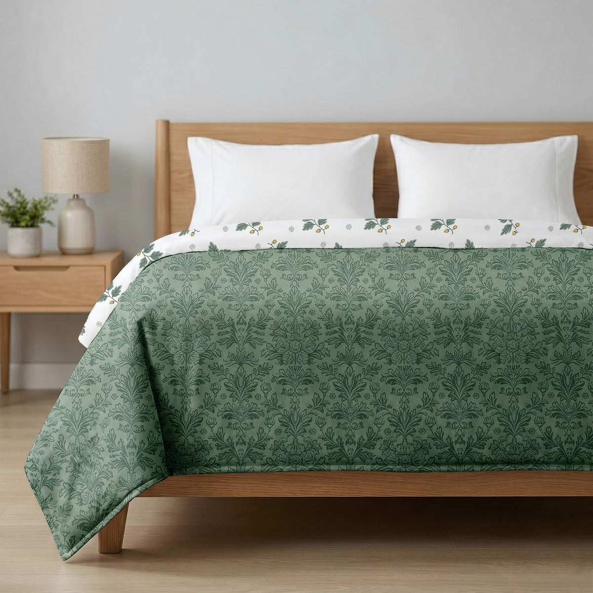AYKA 100% Cotton Dohar Single Bed 56x85 Inch (143x216 cm)| 150 GSM Lightweight Cooling AC Blanket | Soft Breathable Modern Style Summer Comforter | Reversible Printed Quilt (Floral, Single) Kafalo