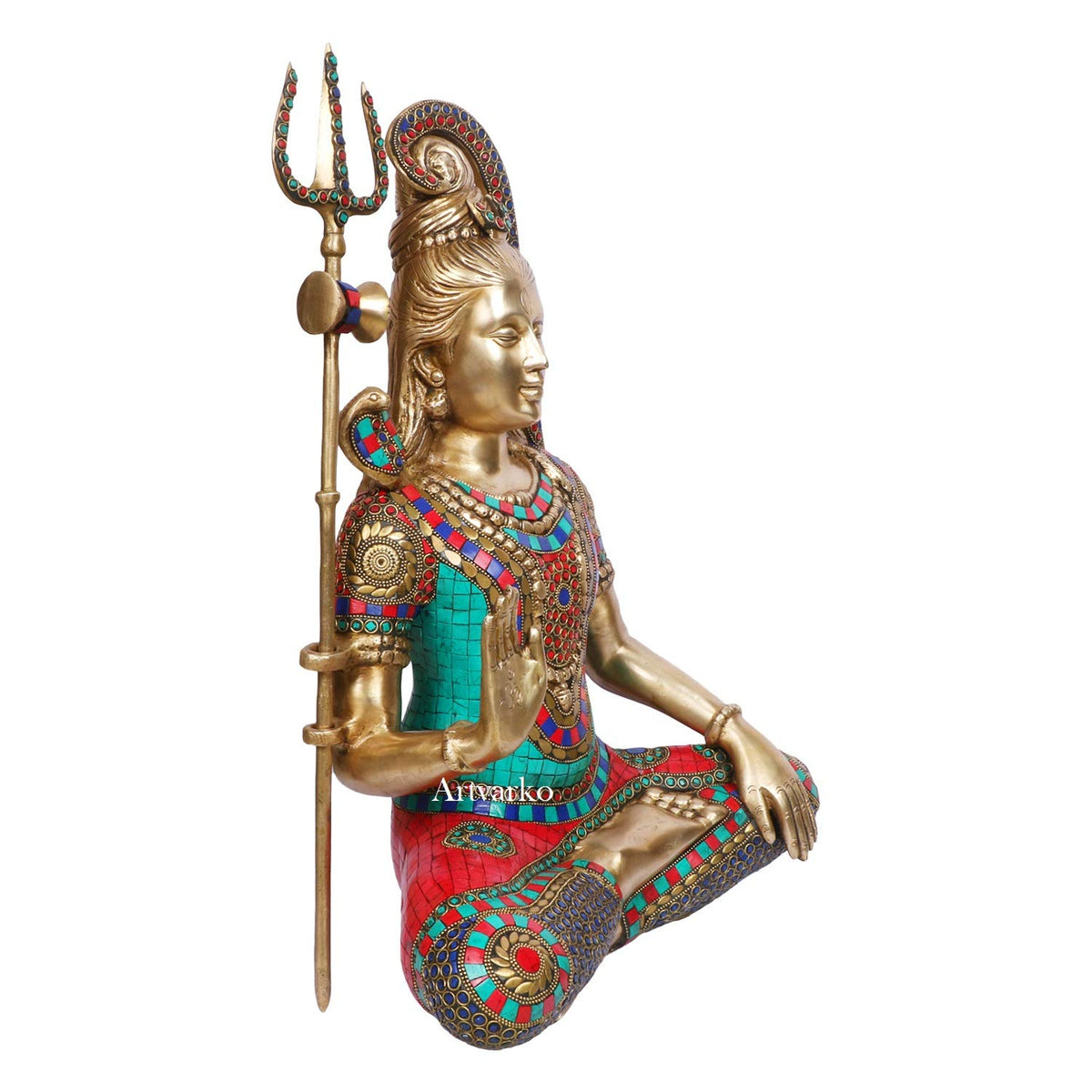 ARTVARKO Large Brass Lord Shiva Shankar Statue Bhole Nath Bhagwan Murti Office Home Decor Showpiece 19 Inches