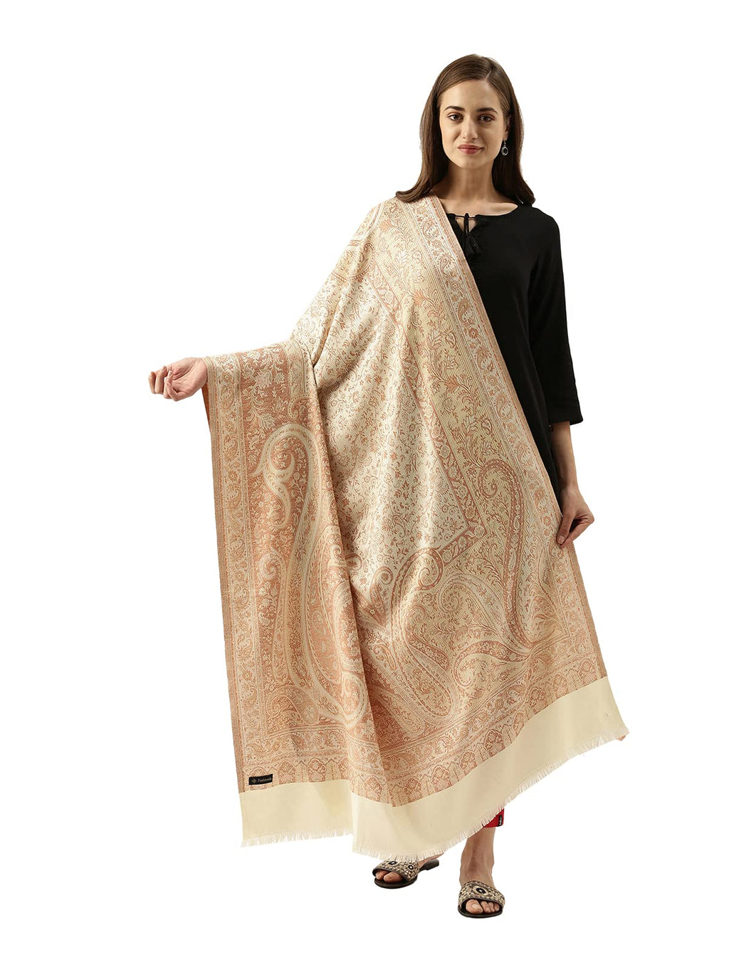 Pashmoda Women Shahnaz Antique Jamawar Shawl (Size: 101 X 203 CM)