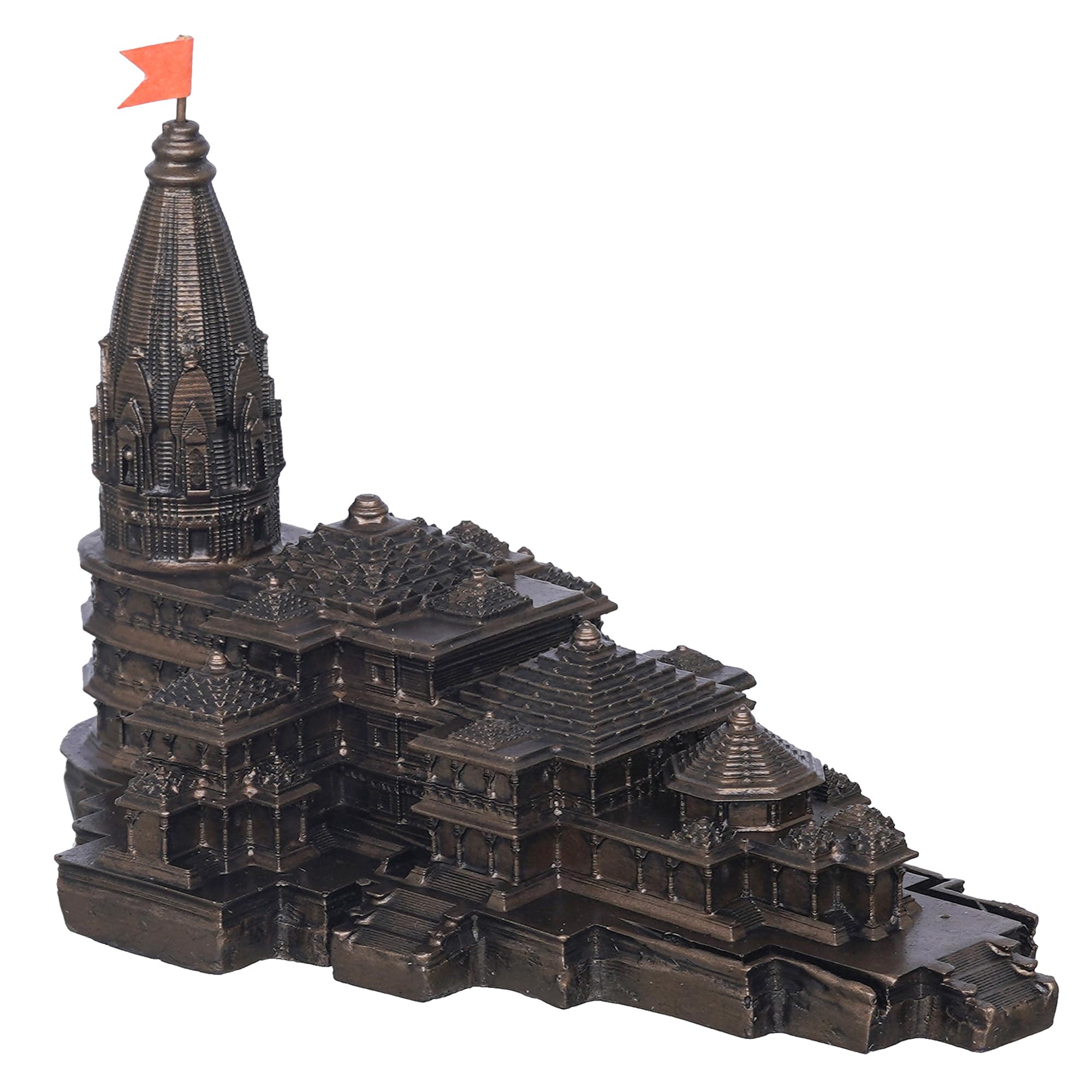 eCraftIndia Shri Ram Mandir Ayodhya Model | Ayodhya Ram Mandir Temple for Home Office | Home Temple Pooja Mandir | Ayodhya Ram Mandir Model Gift for Housewarming Diwali Ram Navami (Resin, Copper)