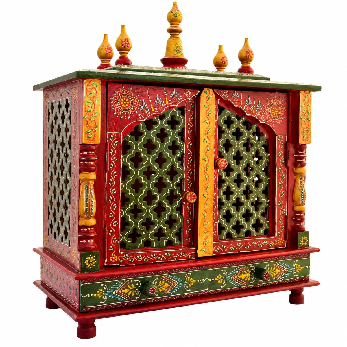 Kamdhenu Art and Craft Wooden Temple/Home Temple/Pooja Mandir/Pooja Mandap/Temple for Home (Jlnew) - 9.5X21 Inch