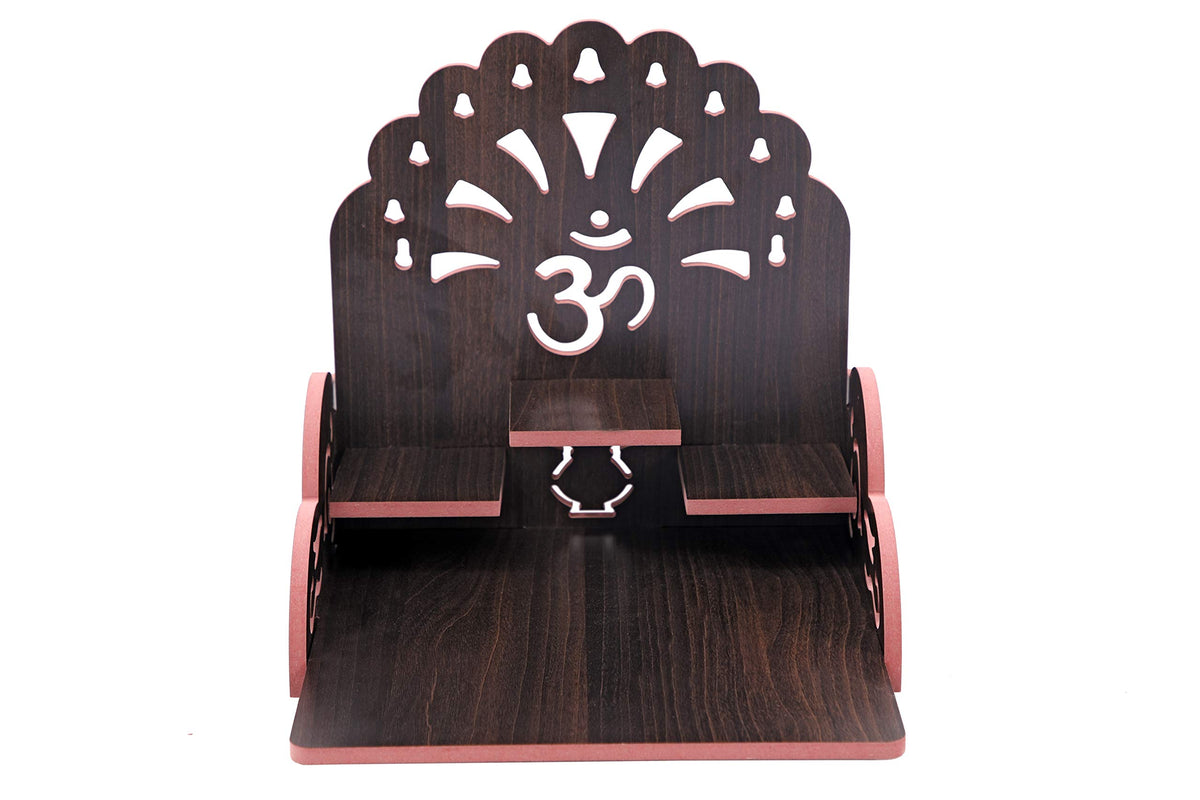 Om Shree Fully Handmade Beautiful Wooden Home and Office Temple/Pooja Mandir(28 x 28 x 26 cm) (Black)
