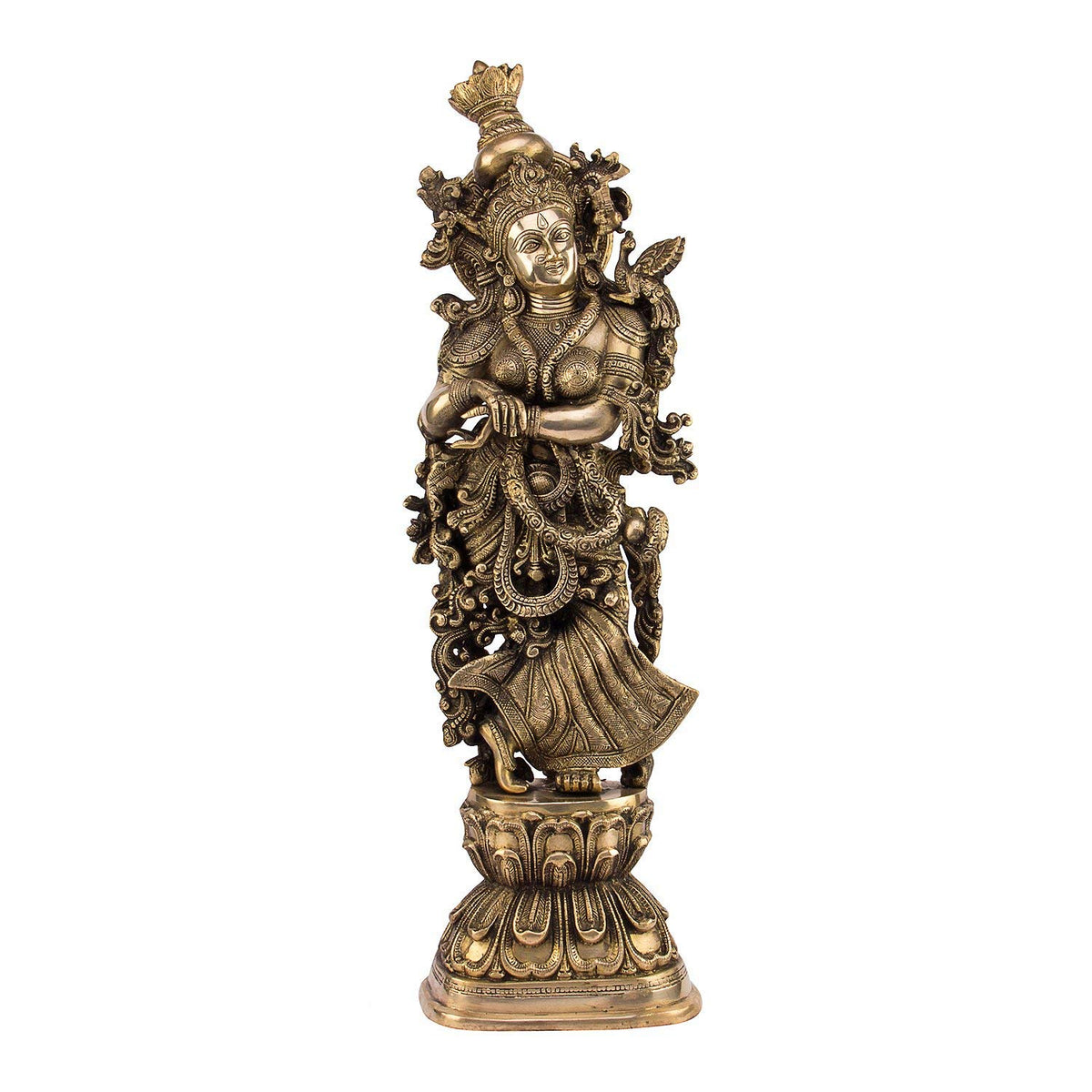 SVARUP Brass Radha Krishna Idol in Gold Color Height 29 Inch