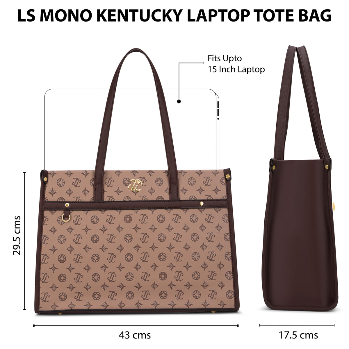 Lavie Signature Women's Kentucky Monogram Tote Laptop Bag | Tote Laptop Bag for Work | Ladies Purse | Stylish Shoulder Bag | Gift for Women