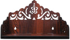 FLYUP Wooden Mandir for Home Pooja | Wall & Tabletop Temple with Ganesh Ornamental Cutout | Solid Wood Finish Home Temple with Storage Shelf (Ganesh Ornamental)