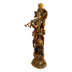 Svarup Brass Krishna Bhagwan Idol Murli Kishan Murti Playing Bansuri Gift for Home Mandir Decor Marriage Height 29 Inch Weight 16 Kg Antique Gold