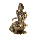 ARTVARKO Brass Laxmi Murti Lakshmi Idol Luxmi Goddess Lakshmi Sitting on Lotus Statue for Home Decor Puja Mandir Temple Small 4 Inch