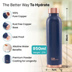 The Better Home Copper Water Bottle | Copper Water Bottle 950ml | With Anti Oxidant Properities | Provides Health Benefits | Pure Tamba | Blue