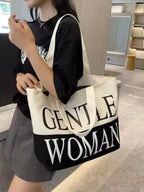 THE SACK CO. Large Canvas Tote Bag for Women, Tote Handbags for Women with Zipper & Inner Pocket for College, Shopping, Office(white)