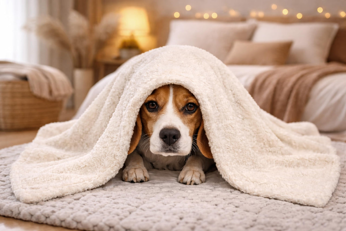 THE HOME TALK Pet Blanket – Reversible Fur Bed Blanket for Dogs & Cats, Machine Washable, Soft & Warm Blanket, Off White Color, 35x45 Inch Kafalo