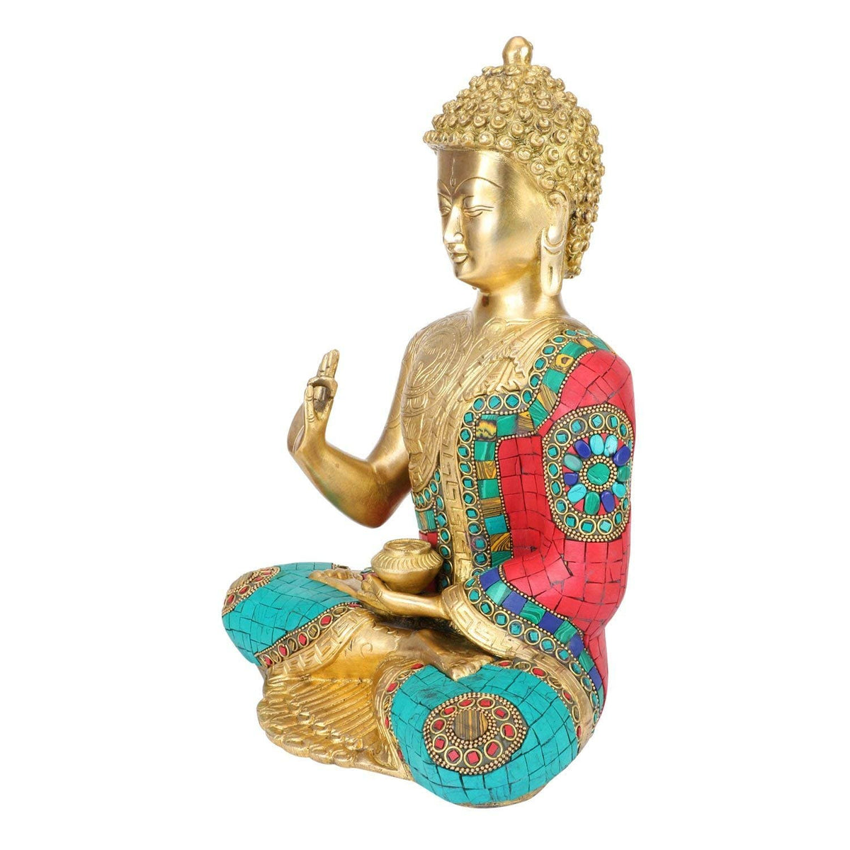 SVARUP Brass Gautam Buddha Idol Tibet Buddha Buddhist Buddhism Decorative Figurines Murti for Height 12 Inch Weight 6 Kg Multicolor