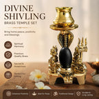 Brass Divine Shivling Temple Set with Narmadeshwar Shiv Parivar, Gold, 12.07 cm, Ideal for Pooja