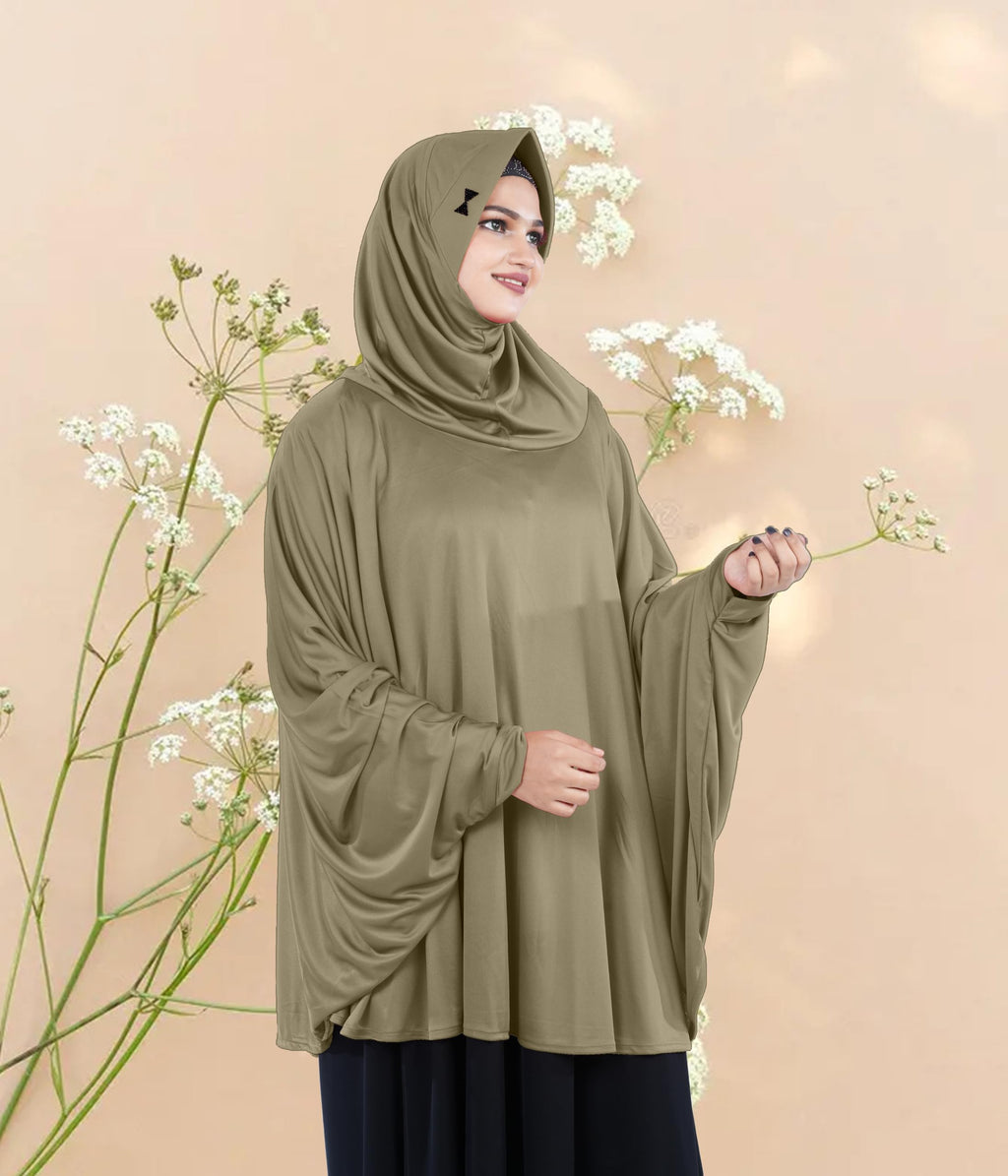 Mehar Hijab's Women's Stylish Hijab Solid Polycotton Feel Good Fabric HANANA Sleeve Hijab Free Size (Olive)