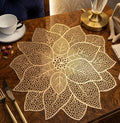 MINI MONK Table mat Round Shape| Table mat Round | Cutwork Design mat | Dining Table mats | Dressing Table MATS | Bed Side Table mats (Flower) Kafalo