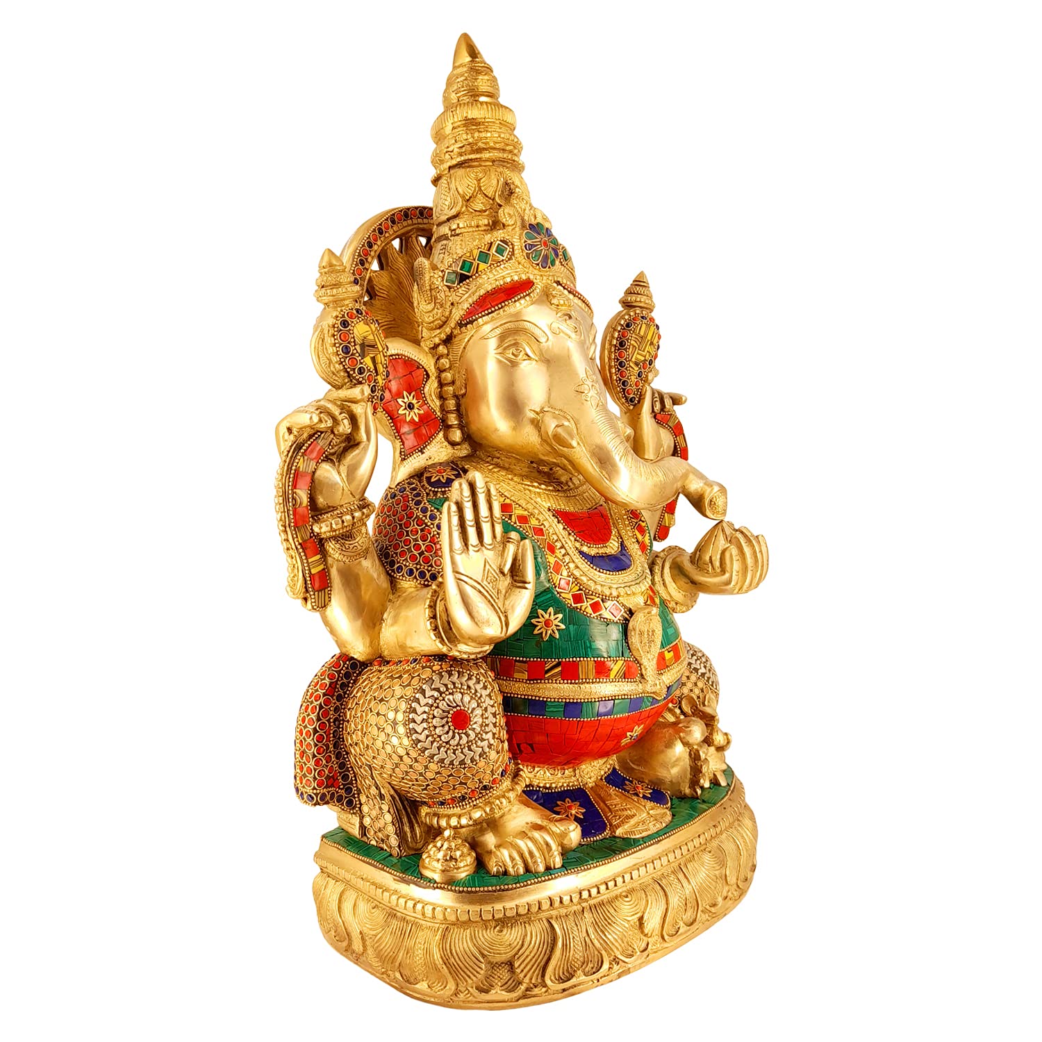 Svarup Brass Ganesha Idol for Home Decoration Ganpati Statue Murti for Gift Height 20 Inch Weight 23 Kg Color Multicolor