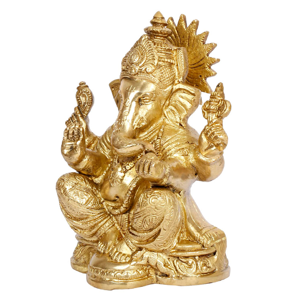 Svarup Brass Ganesh Bhagwan Idol Ganesha Statue Ganpati Murti for Home Entrance Decor Diwali Gift Height 6.5 Inch