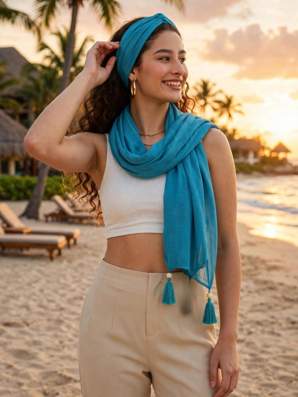 KE KANHA EXPORTS Cotton Scarf|Scarf for Women|Cotton Stole|Soft Beach Wrap|Tassel Design|Easily fits 180 * 50cm
