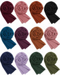 ABEEHA® 10Pcs (Random Colours) Women Chiffon Georgette Hijab Scarf, Lightweight Stole Soft Fabric, Multicolour, 180x70 cm (SET-B)