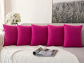 Khooti Velvet Cushion Cover, 16x16 | Pink | Pack of 5 | Solid Plain Soft & Smooth, Decorative Cushion Covers for Living Room, Bedroom, Couches, Chairs, Sofas, Beds & Home Decor