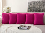 Khooti Velvet Cushion Cover, 22x22 | Pink | Pack of 5 | Solid Plain Soft & Smooth, Decorative Cushion Covers for Living Room, Bedroom, Couches, Chairs, Sofas, Beds & Home Decor