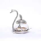 KridayKraft Aluminium swan Duck with Transparent Glass Bowl Set with Spoon and lid (11 x 15 x 11 cm, Silver)