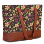 The Purple Tree Handcrafted Women's Tote Bag with Vegan Leather Handles & Indian Prints, Violet Magic Shoulder Tote, Handbag for Office and College, Oversized Tote Bag