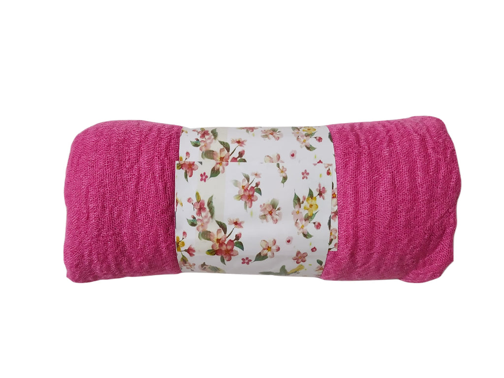 Iba & Isba Women's Plain Crinkled Scarves, Stoles, Hijabs (76 x 36 inch) (Hot Pink)