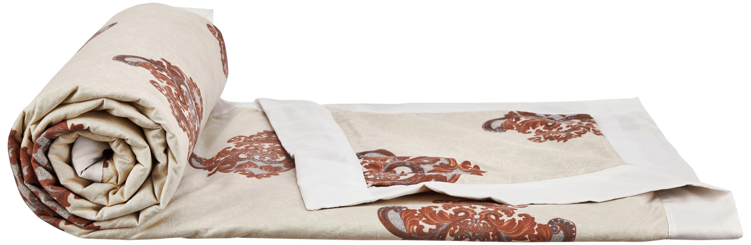 A Brand New - Solimo Single Microfiber Quilt|100% Microfiber Exterior|120 GSM|for Mild Winters and Ac Rooms (Brown Foliage) Kafalo