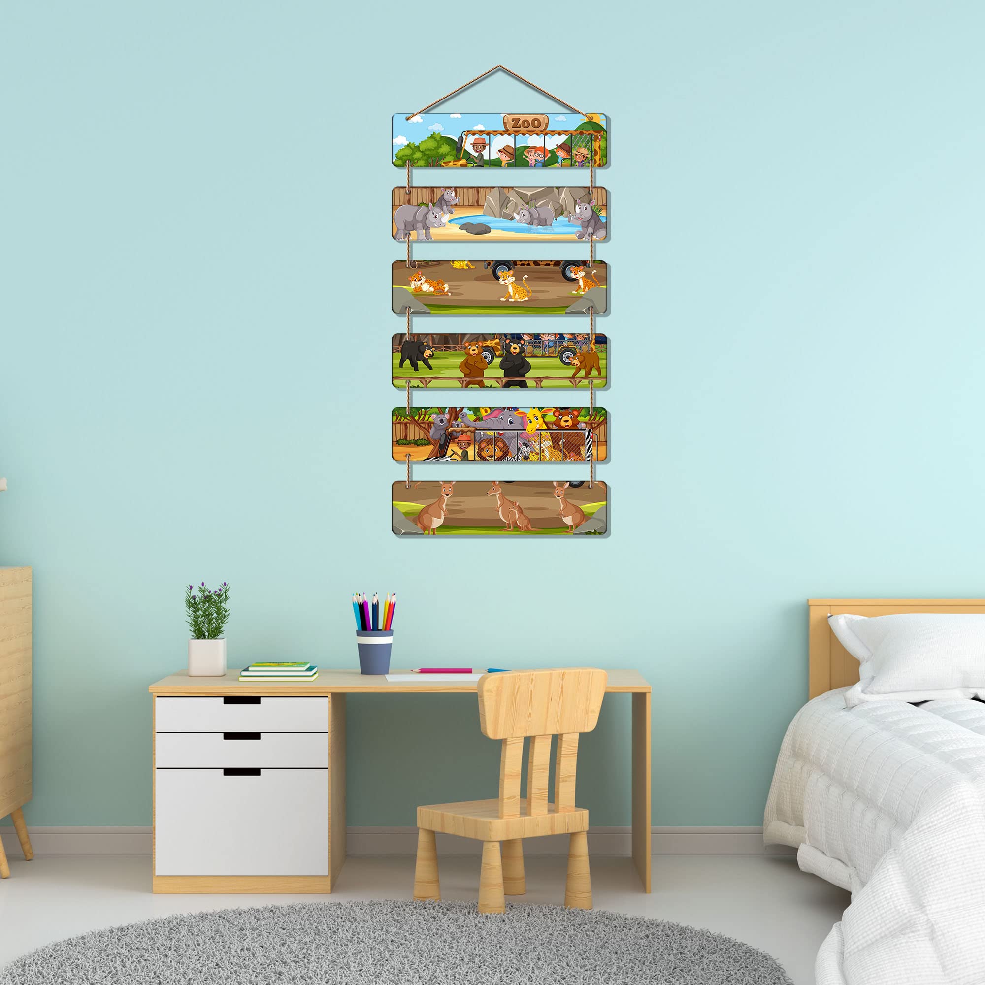 Artvibes Decorative Wall Hanging Wooden Art Decoration item for Living Room | Bedroom | Home Decor | Gifts | Quotes Decor Item | Wall Art For Hall | Mdf Wall Decoration, Set of 6 (WH_3299NR)