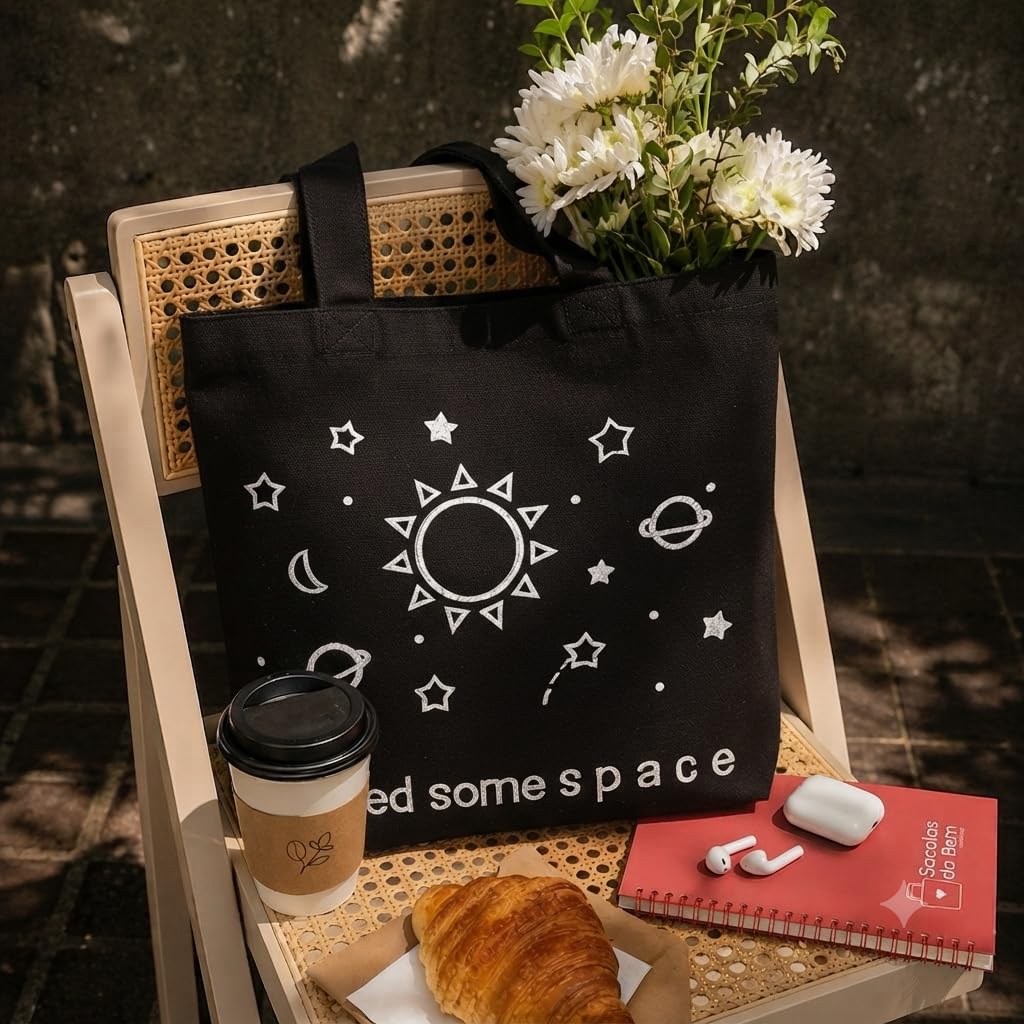 MASQ Premium ToteBag for Women with Zipper | Embroidered Foldable Shoulder Bag with Multiple Pockets | Spacious Handbag for College & Office | Eco-Friendly & Reusable (AP_TB_Galaxy_01)