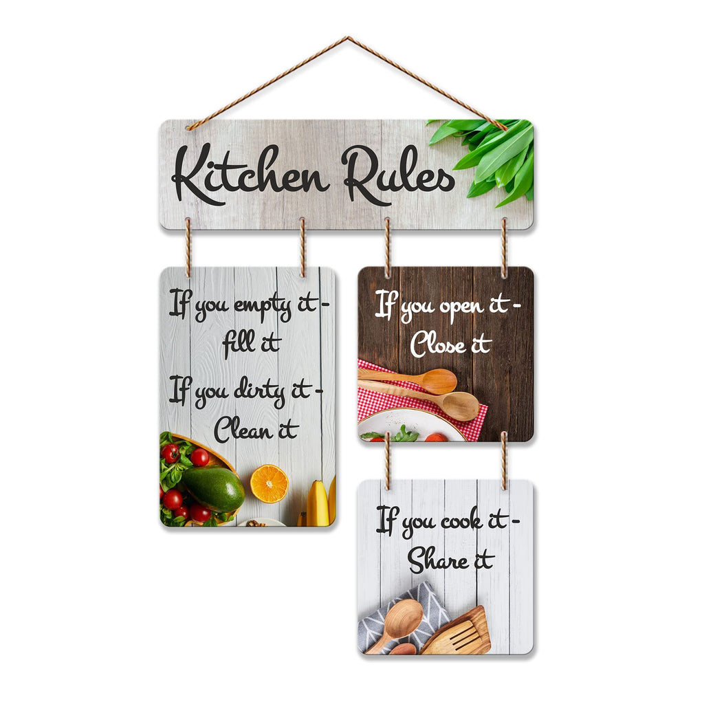Artvibes Kitchen Rules Quotes Printed MDF Wooden Wall Art For Cafe | Kitchen | Restaurants | Quotes Decor Item | Kitchen Wall Hanging | Wall Illustrations | Artwork | Gift Items (WH_6506N).