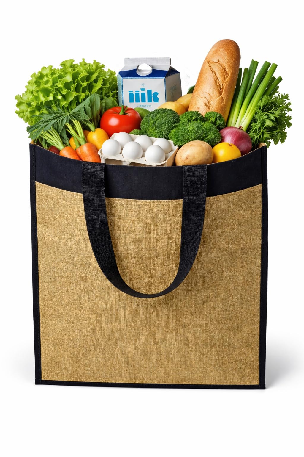 Canvas Shopping Bag Big Heavy Duty Large Eco Cotton Cloth Grocery Shopping Bag for Men Ladies Vegetable Milk Fruits with Hand Carry Handle Lunch Box Jhola Tote Bags Small Size 40x38x14