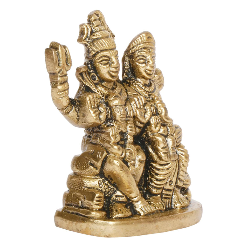 ARTVARKO Brass Shiva Parvati Shiv Parivar Shankar Bhagwan Ganesh Family Idol Statue Sculpture Home Office Temple Puja Decor (Small- 6x3x6.5 cm)