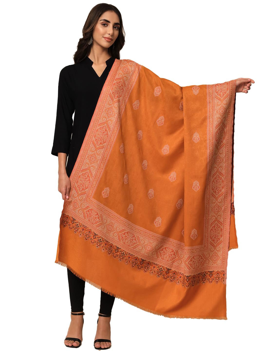 Pashmoda Women Firoza Woven Design Jamawar Shawl (Size 101X203 CM)