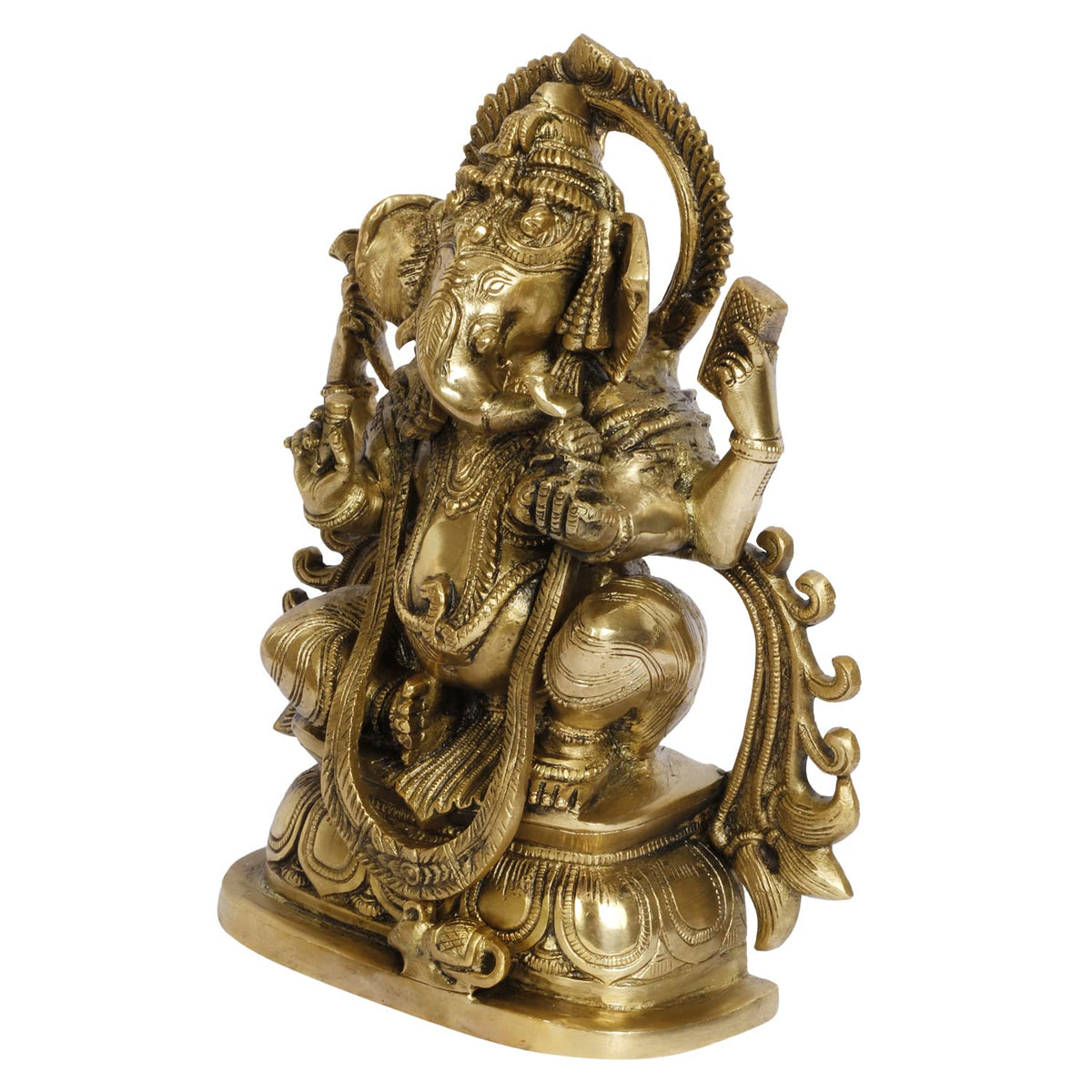 ARTVARKO Ganesh Idol Brass Murti Blessing Ganesha Statue Vinayak Ganpati for Home Office Temple Puja Entrance Décor Gift. 9.5 Inch