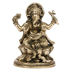 ARTVARKO Brass Ganesha Sitting on Lotus Ganesh Ganpati Murti Metal Statue for Home Office Entrance Decor Diwali Pooja 5 Inches