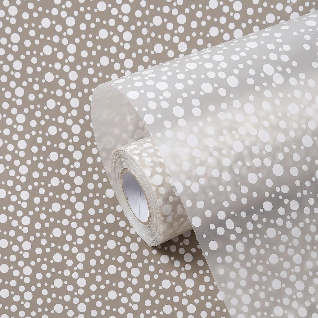 Star Weaves (50 cm x 5 Meter) Anti Slip Drawer Mats for Kitchen Shelf Liners for Kitchen Shelves, Sheet for Fridge, Kitchens, Cabinet, Cupboard, Drawers, Wardrobe (White Dots) Kafalo