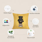 STITCHNEST Set of 2 Funky Friends Collection Printed Jute Cushion Covers 16x16 Inches | Decorative Throw Pillow Covers for Sofa, Living Room, Bedroom | Perfect for Home Decor