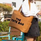 TSANTA U Shaped Canvas Tote Bag, 35.56x33.02 cm with 10.8 cm Gusset, Cotton, Zipper Closure, Laptop Compartment (Tote Bag)
