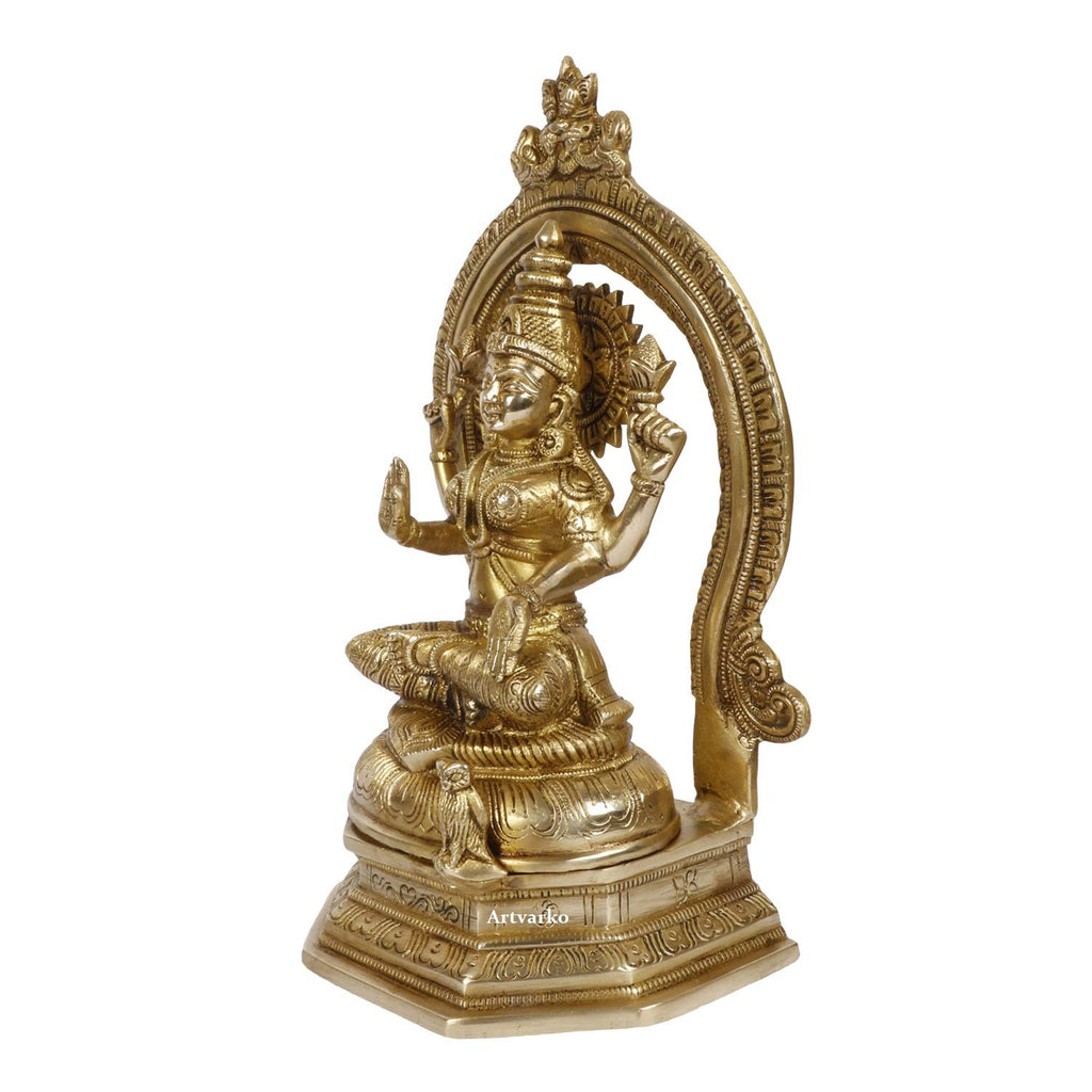ARTVARKO Brass Maa Lakshmi Sitting for Home Office Maha Laxmi Murti Dhan Devi of Prosperity Wealth Fortune Gold Color 11.5 Inch