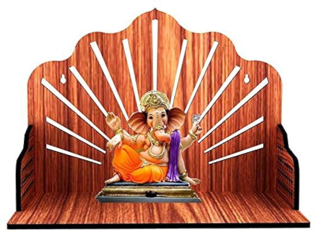 SSI Wooden Mandir for Pooja Home Decoration Wall Mounted Beautiful Temple