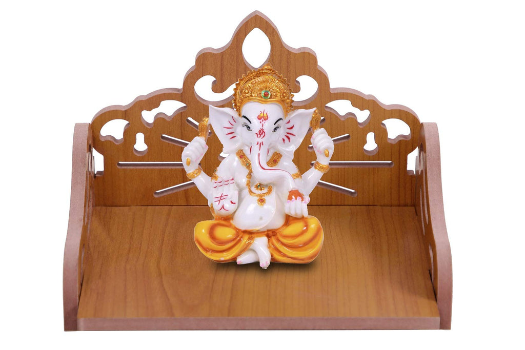 AIRIZ pranali Enterprise CRAFTSFY Wooden Small Temple Beautiful Plywood Mandir Pooja Room Home Decor Office Temple (Red)