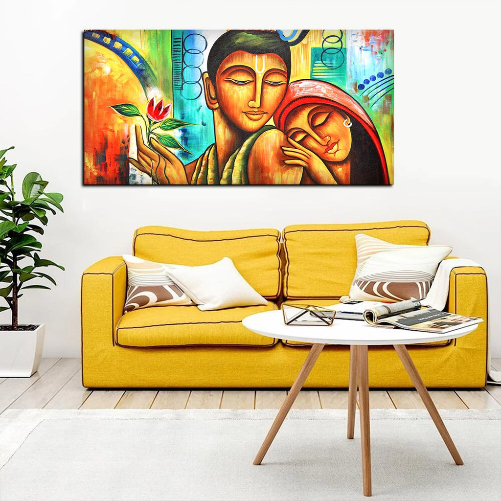 VIBECRAFTS Canvas Paintings for Living Room Drawing Room Canvas Wall Painting of Beautiful Colorful Trees for Home|Office|Gift(PTVCH_2397NV)(48 x 24 Inches)