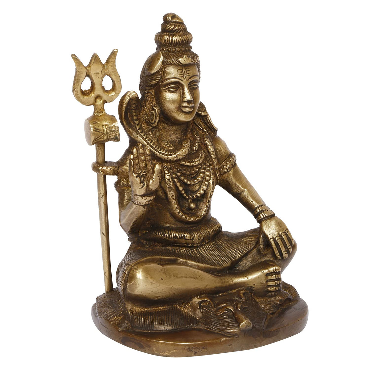 ARTVARKO Lord Shiva Idol Brass Metal Bhagwan Shiv Murti Statue Home Décor Warming for House Mandir Puja Temple Pooja Showpiece Gift with Trishul Copper & Gold 5.5 Inch