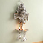 KridayKraft Aluminium Antique Look Statue/Idol Ganesh Wall Hanging with Diya's and Bells,Weight - 180 GMS
