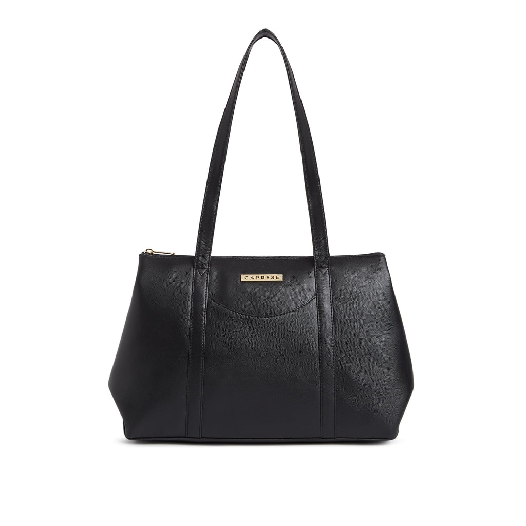 Caprese Meta Small Tote Bag for Women with Comfortable Straps | Stylish Shoulder & Handheld Bag | Fits Up to 16 Inch Laptop | Durable, Multi-Compartment Design for Work, Travel, Shopping (Black)