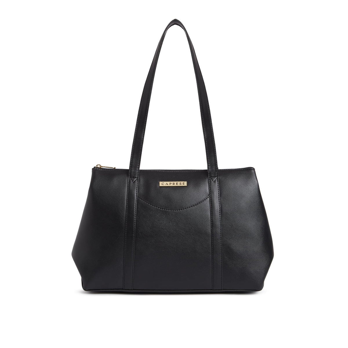 Caprese Meta Small Tote Bag for Women with Comfortable Straps | Stylish Shoulder & Handheld Bag | Fits Up to 16 Inch Laptop | Durable, Multi-Compartment Design for Work, Travel, Shopping (Black)